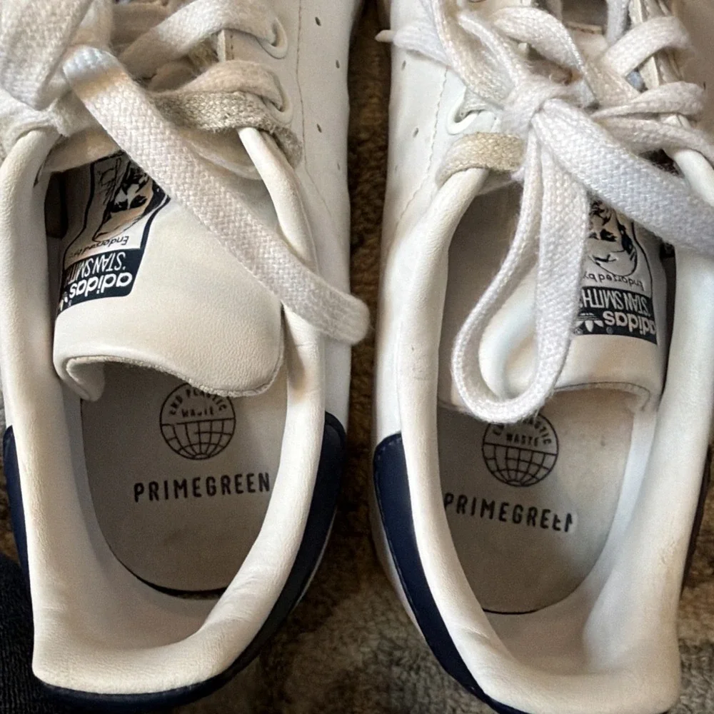 Adidas Stan Smith White Navy Leather Sneakers Men's‎ 8 Classic Casual
